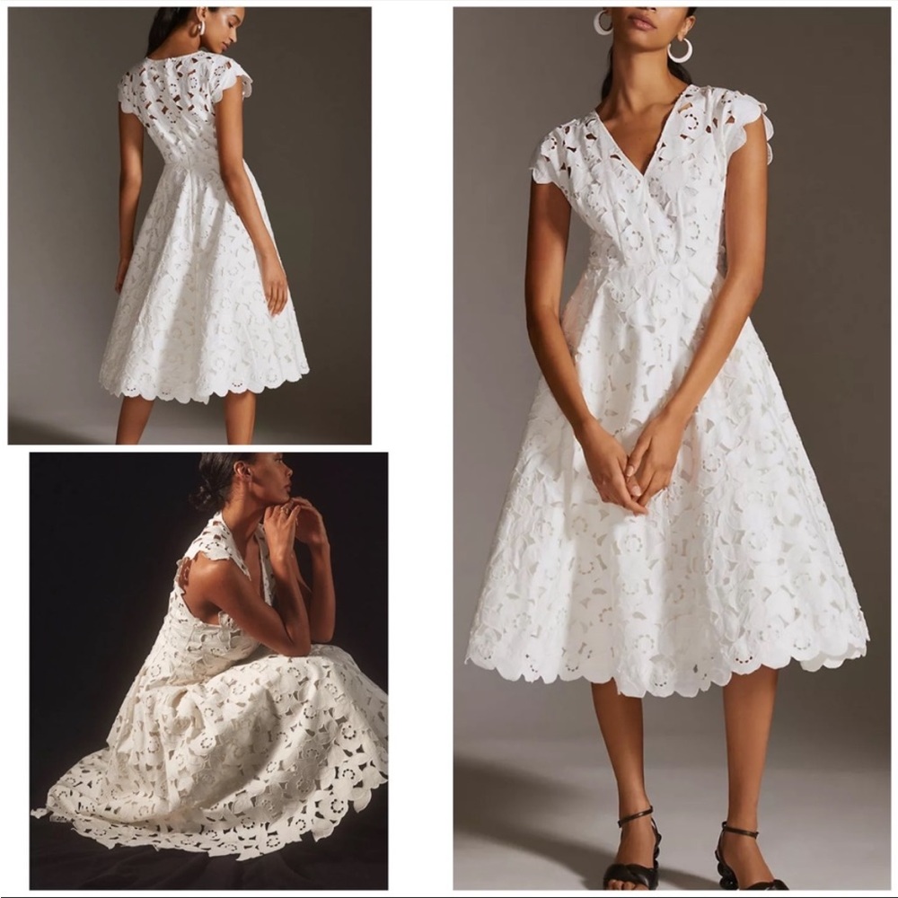 Anthropologie Hope for Flowers by Tracy Reese White Eyelet Dress Size XS